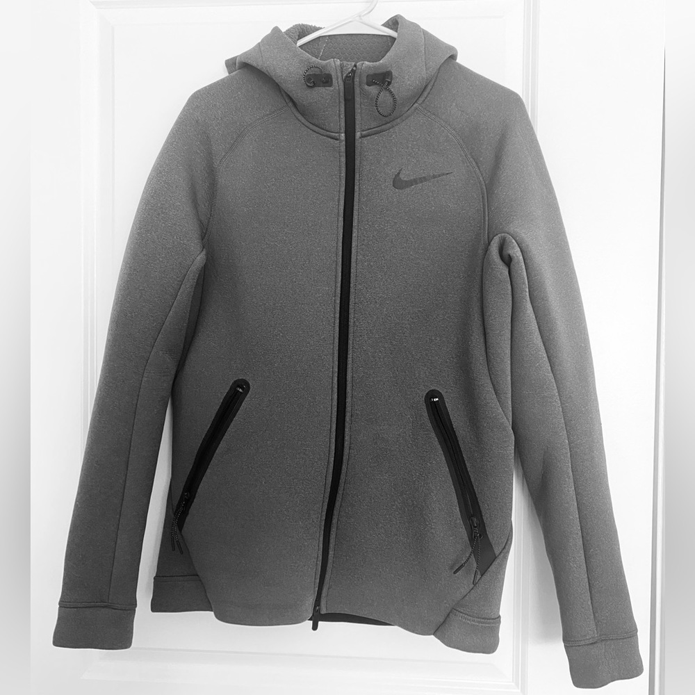 NIKE Men THERMA SPHERE MAX Full Zip Training Hooded Jacket Gray Medium